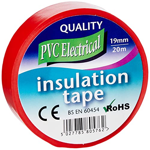 Mercury Etrp8 | Nastro Isolante Elettrico Da 19 Mm X 20 M, Rosso, 1 Rotolo/S