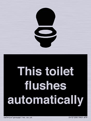 Cartello Con Scritta "This Toilet Flushes Automatically – 75 X 100 Mm – A7P