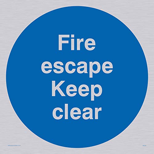 Viking Segni Ma226-S40-Sv "Fire Escape Keep Clear Sign Vinile, Argento, 400 Mm Altezza X 400 Mm Larghezza
