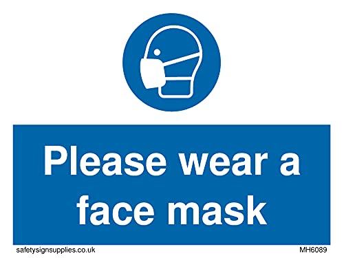 Confezione Da 5 – Please Wear A Face Mask Sign – 100 X 75 Mm – A7L