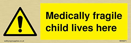 Medically Fragile Child Lives Here, Adesivo In Vinile Dorato