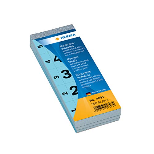 Herma Number Blocks Self-Adhesive 1-500 Blue 28X56Mm