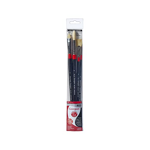 Daler-Rowney Georgian Set Di 4 Pennelli Assortiti,Manico Lungo, Per Pittura Olio