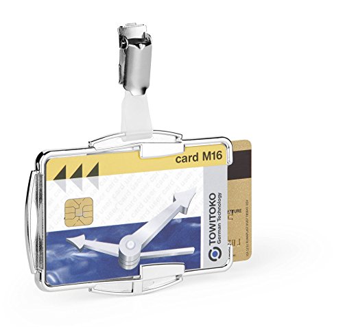 Durable 890223 - Portabadge Rfid Secure Duo, Due Tessera, Protegge I Dati Rfid, 54X87 Mm, Argento Metallizzato, Confezione Da 10 Pezzi