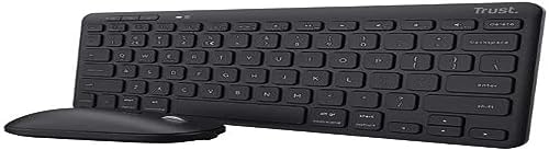 Trust Lyra Pack Wireless Bluetooth Keyboard And Mouse, Qwerty Spanish, 85% Recycled Plastic, Compact Rechargeable Combo For Windows, Mac, Pc, Laptop,