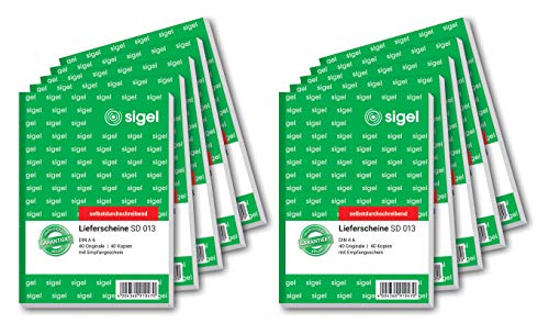 Sigel Formulare – Contenuto Scheine De A6 2X 10 Pezzi