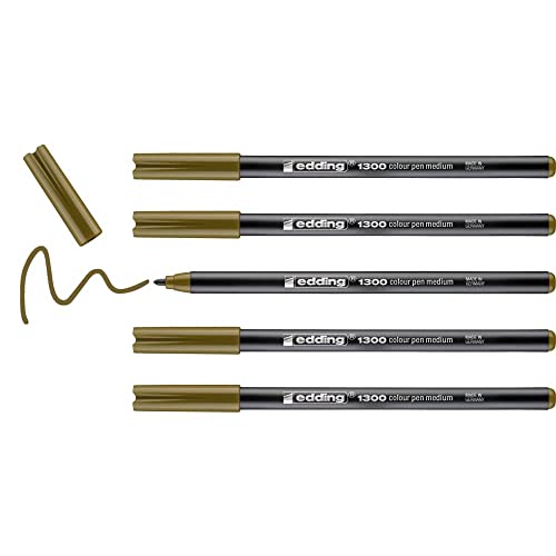 Edding E-1300 – Set Di 5 Pennarelli Per Colorare A Punta Tonda 3 Mm Marrone Marron Olive