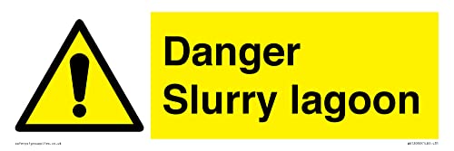 Cartello Con Scritta "Danger Slurry Lagoon", 300 X 100 Mm, L31