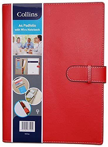 Collins 7201-Red - Cartella Portadocumenti Con Cinghia Di Chiusura E Blocco Note Wiro, Colore: Rosso