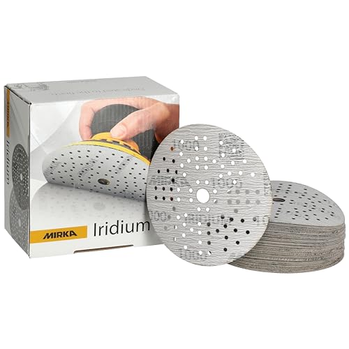 Mirka Iridium Premium Carta Abrasiva Ø 125 Mm A Strappo 89 Fori, Grana 1000, 100 Pz / Per La Levigatura Di Vernice, Stucco, Fondo, Legno, Acciaio, Mat