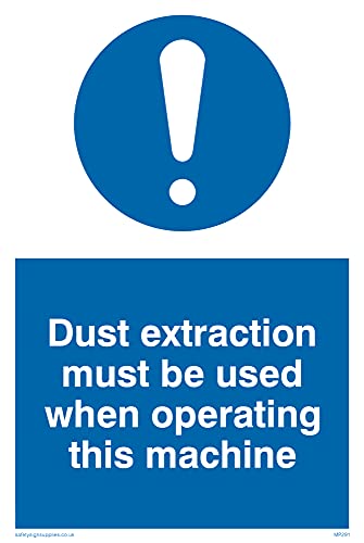 Confezione Da 5 – Dust Extraction This Machine Sign – 100 X 150 Mm – A6P