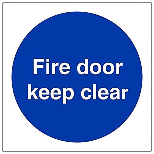 Vsafety Fire Door Keep Clear Cartello Obbligatorio – Quadrato – 100 Mm X 100 Mm – 2 Mm In Policarbonato