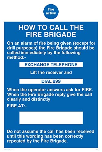 Viking Segni Mf324-A4P-V "Fire Action How To Call I Vigili Del Fuoco" Sign, Vinile, 300 Mm Altezza X 200 Mm Larghezza