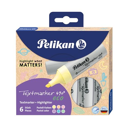 Pelikan Evidenziatore 490® Eco, Set Di 6 Colori Pastello In Custodia