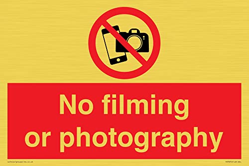 Cartello "No Filming Or Photography" – 300 X 200 Mm – A4L