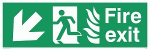 Viking Segni Sg697-L62-V "Fire Exit Running Man Left Angel Down Arrow Sign, Vinile, 200 Mm Altezza X 600 Mm Larghezza