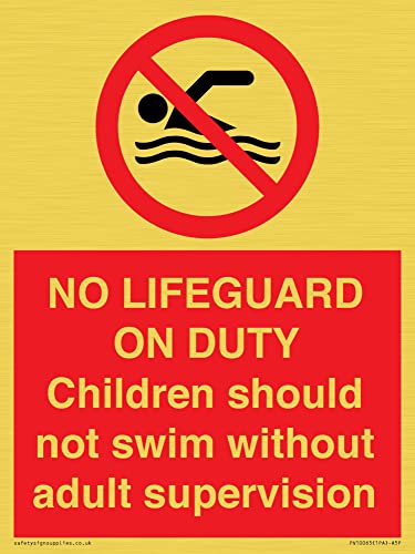 Cartello A5P Con Scritta"No Lifeguard On Duty" 150 X 200 Mm