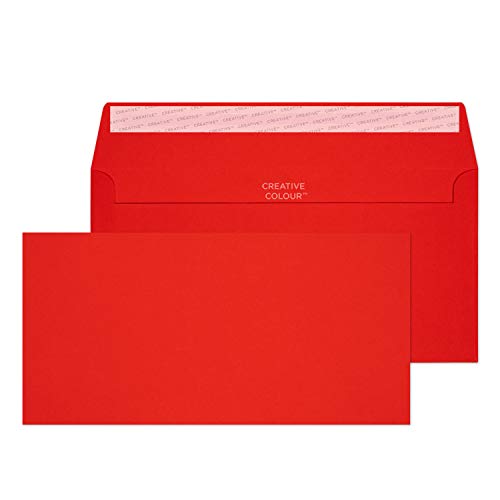 Design Range Vibrant 206 - Buste Dl+ Con Chiusura Adesiva, 120 G/Mq, Confezione Da 500, Colore: Rosso