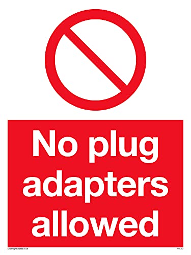 Confezione Da 5 – No Plug Adaptors Sign – 150 X 200 Mm – A5P
