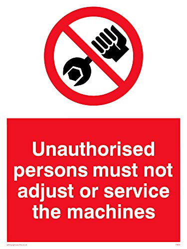 Confezione Da 5 – No Unauthorised Servicing Sign – 150 X 200 Mm – A5P