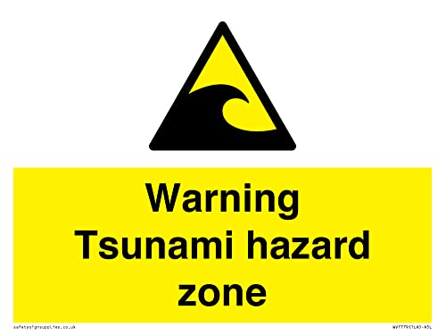 Warning Tsunami Hazard Zone Sign - 200 X 150 Mm - A5L