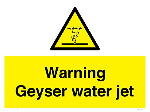 Cartello "Warning Geyser Water Jet", 400 X 300 Mm, Formato A3L