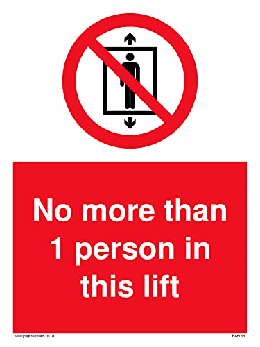 Confezione Da 5 – No More Of 1 Person In This Lift – 150 X 200 Mm – A5P