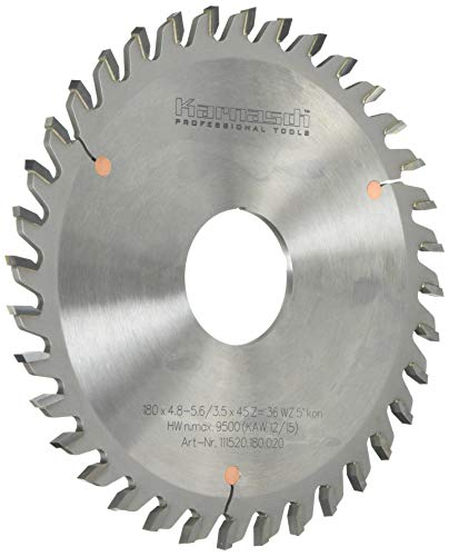Karnasch 111520180020 Lame Per Seghetto E Marcatura Conica Circolare In Metallo Duro, Diametro 180 Mm, Spessore 5,6/3,5 Mm, 45 Mm, 36 K Denti