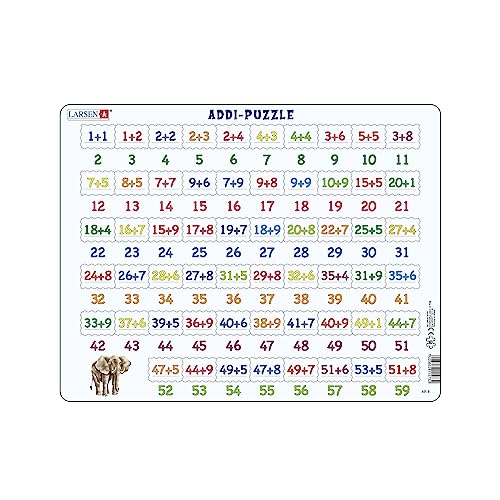 Larsen Ar8 Aggiunta Di Puzzle Matematici Da 1 A 59, Puzzle Incorniciato Con 58 Pezzi