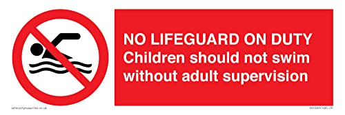 Cartello Con Scritta "No Lifeguard On Dight", 300 X 100 Mm, L31