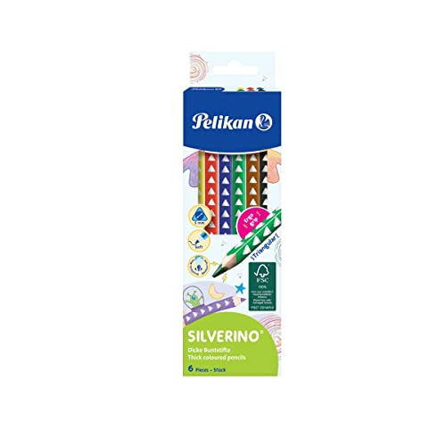 Silverino - Matite Colorate Triangolari, Spesse, 6 Pz