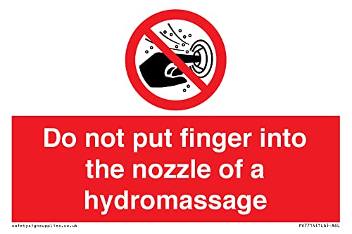 Cartello "Do Not Put Finger In The Nozzle Of A Hydromassage Sign", 150 X 100 Mm, Formato A6L
