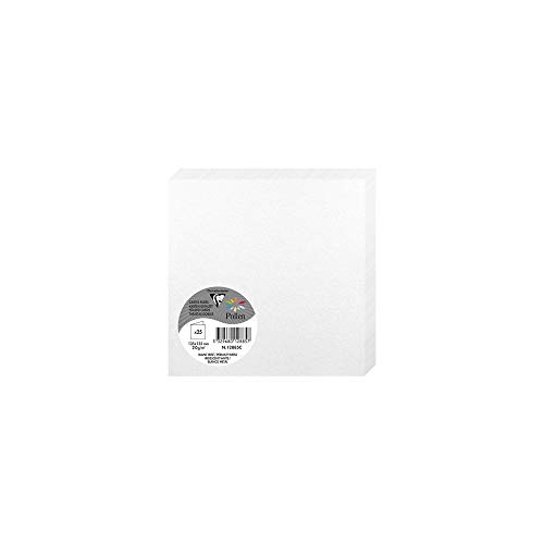 Clairefontaine 12885C - Pacco Da 25 Biglietti Piegati - Formato Quadrato 13,5X13,5Cm - 210G/M² - Colore Bianco Iridescente - Biglietti Di Invito E Cor