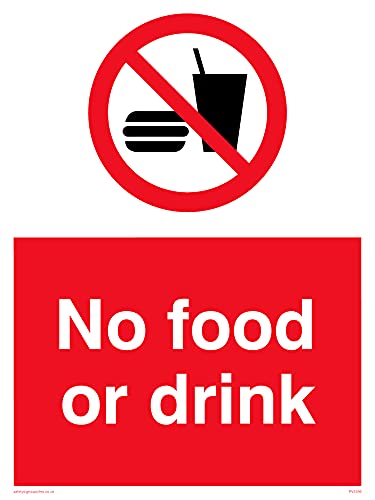 Confezione Da 5 – Cartello "No Food Or Drink" – 150 X 200 Mm – A5P