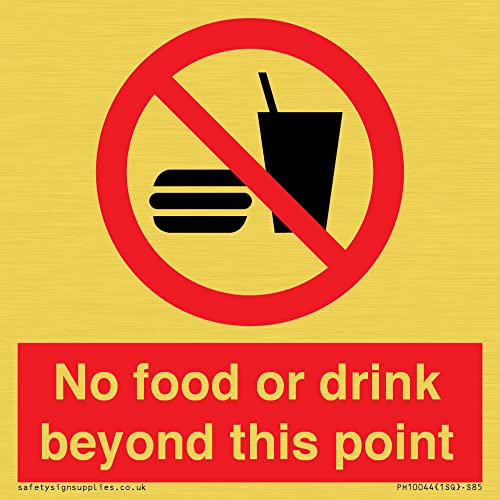 No Food Or Drink Beyond This Point Cartello - 85 X 85 Mm - S85
