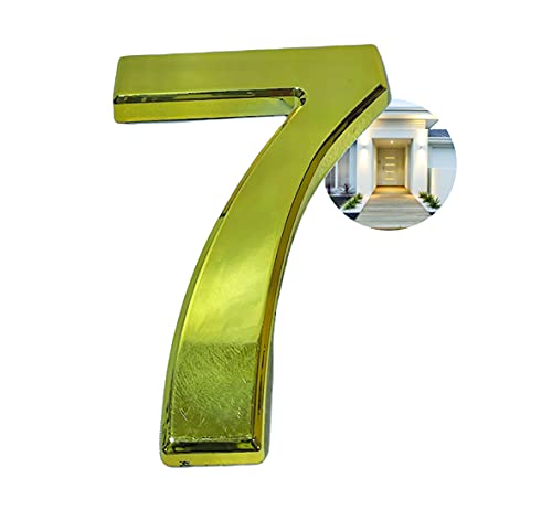 Parence - Numero Di Porte 3D - 10 Cm - Plastica Premium Spazzolato - Effetto Oro Lucido - Adesivo Extra Forte - Numero Porta, Strada E Casa (7, Or)