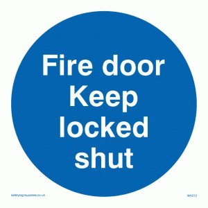 Viking Signs Ma212-S15-V - Cartello "Fire Door Keep Locked Shut", In Vinile, 150 Mm X 150 Mm