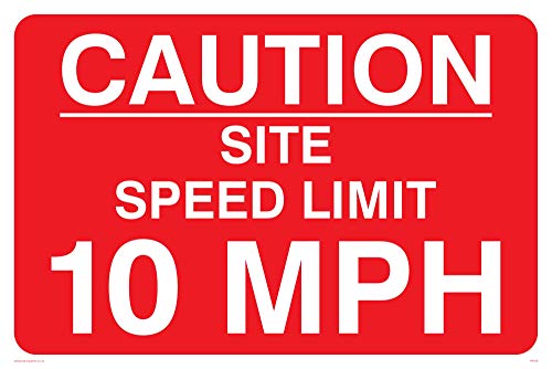 Viking Segni Pr559-A2L-1 M "Caution Sito Limite Di Velocità 10 Mph" Sign, Plastica, 1 Mm Semirigida, 400 Mm Altezza X 600 Mm Larghezza