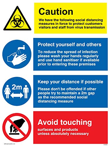 Viking Signs Social Distancing Measures For Retail And Business Sign – Plastica Rigida 3 Mm