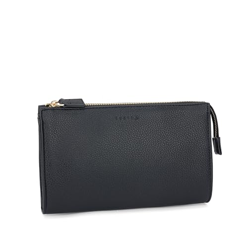 Comix U - Borsa Clutch Con Tracolla Staccabile, Chiusura Con Zip, Per Lavoro O Tempo Libero, In Ecopelle Granata, Cm 24X15Hx4,5 - Nero