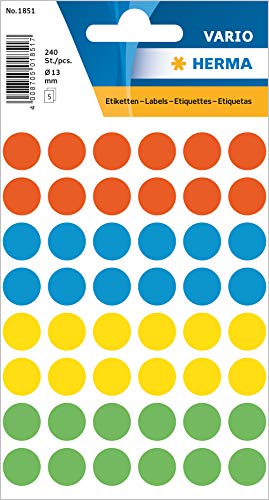 Herma Multi-Purpose Labels Ø 12 Mm Colours Assorted 240 Pcs. Self-Adhesive Label - Self-Adhesive Labels (Ø 12 Mm)