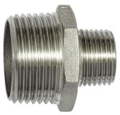 Raccordo Filettato Doppio, Riduttore, Esagonale, R 3/8, R 1/4, Sw 18, Pressione Di Lavoro Max. 20 Bar, Acciaio Inox 1.4408