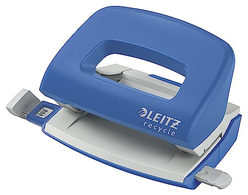 Leitz Nexxt Recycle Mini Perforatore In Acciaio E Plastica Riciclata, Riciclabile Al 100%, Perfora Fino A 10 Fogli A4, 50100035 - Blu