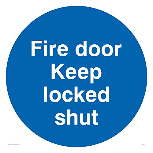 Viking Signs Ma212-S40-3M Cartello "Fire Door Keep Locked Shut", Plastica Rigida Da 3 Mm, 400 Mm X 400 Mm
