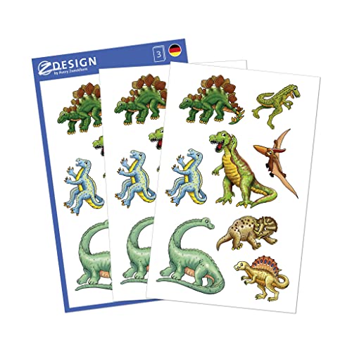 Avery Zweckform, 53144 - Adesivi Per Bambini Dinosauri 24 Aufkleber Bunt