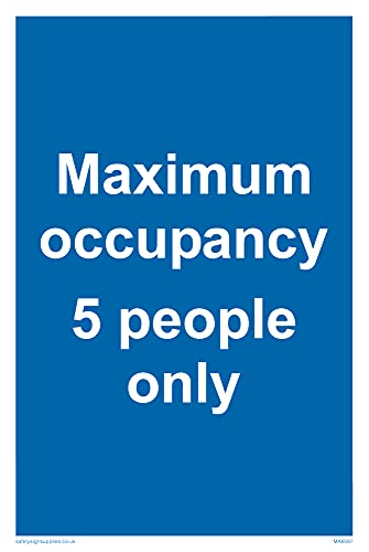 Confezione Da 5 – Cartello Con Scritta “Maximum Occupancy 5 Person Only – 100 X 150 Mm – A6P