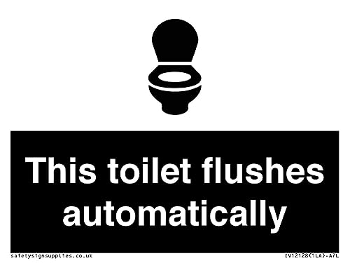 Cartello "This Toilet Flushes Automatically Sign", 100 X 75 Mm, Formato A7L