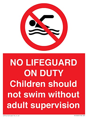 Cartello A5P Con Scritta "No Lifeguard On Duty" 150 X 200 Mm