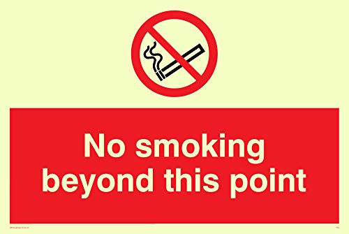 Viking Segni Ps4-A6L-Pv Sign "No Smoking Beyond This Point, Sticker, Fotoluminescenti, 100 Mm Altezza X 150 Mm Larghezza