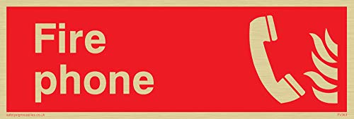 Viking Segni Fv363-L15-G "Fire Phone Fire Safety Sign, Plastica Semirigida Oro, 150 Mm H X 50 Mm W